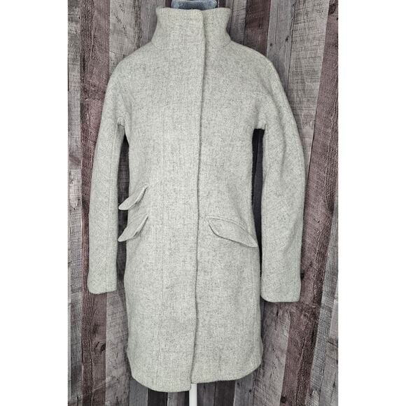 J.CREW Light Gray COCOON Nello Gori Italian Stadium-Cloth Wool Blend COAT Size 0 - Picture 1 of 12